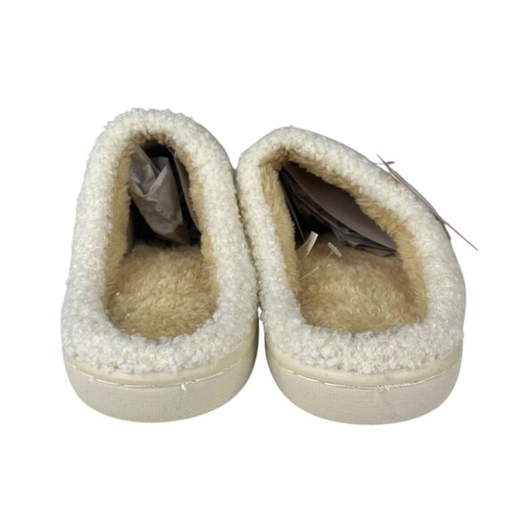 Holiday Style Slippers Womens Medium 7-8 New Smiley Face Santa Hat White - Picture 5 of 10